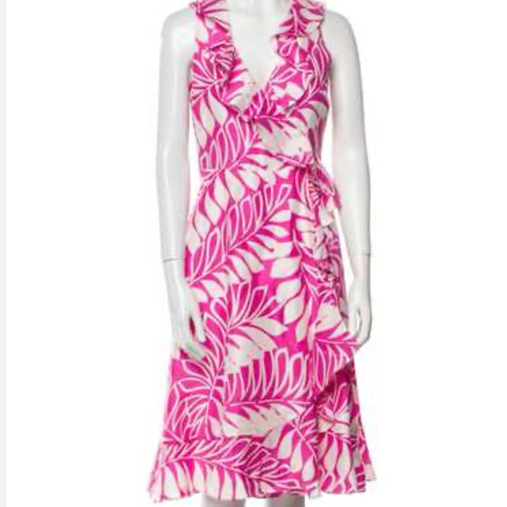 Kate Spade pink and White Leaf Print Dress